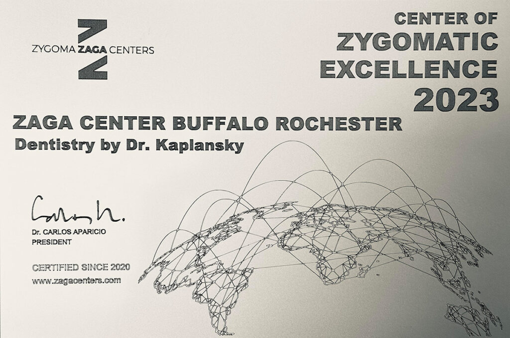 Dr. Kaplansky ZAGA Center Zygomatic Excellence certification 2023